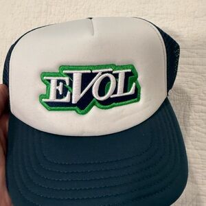 White and Blue EVOL by Future  Trucker Hat